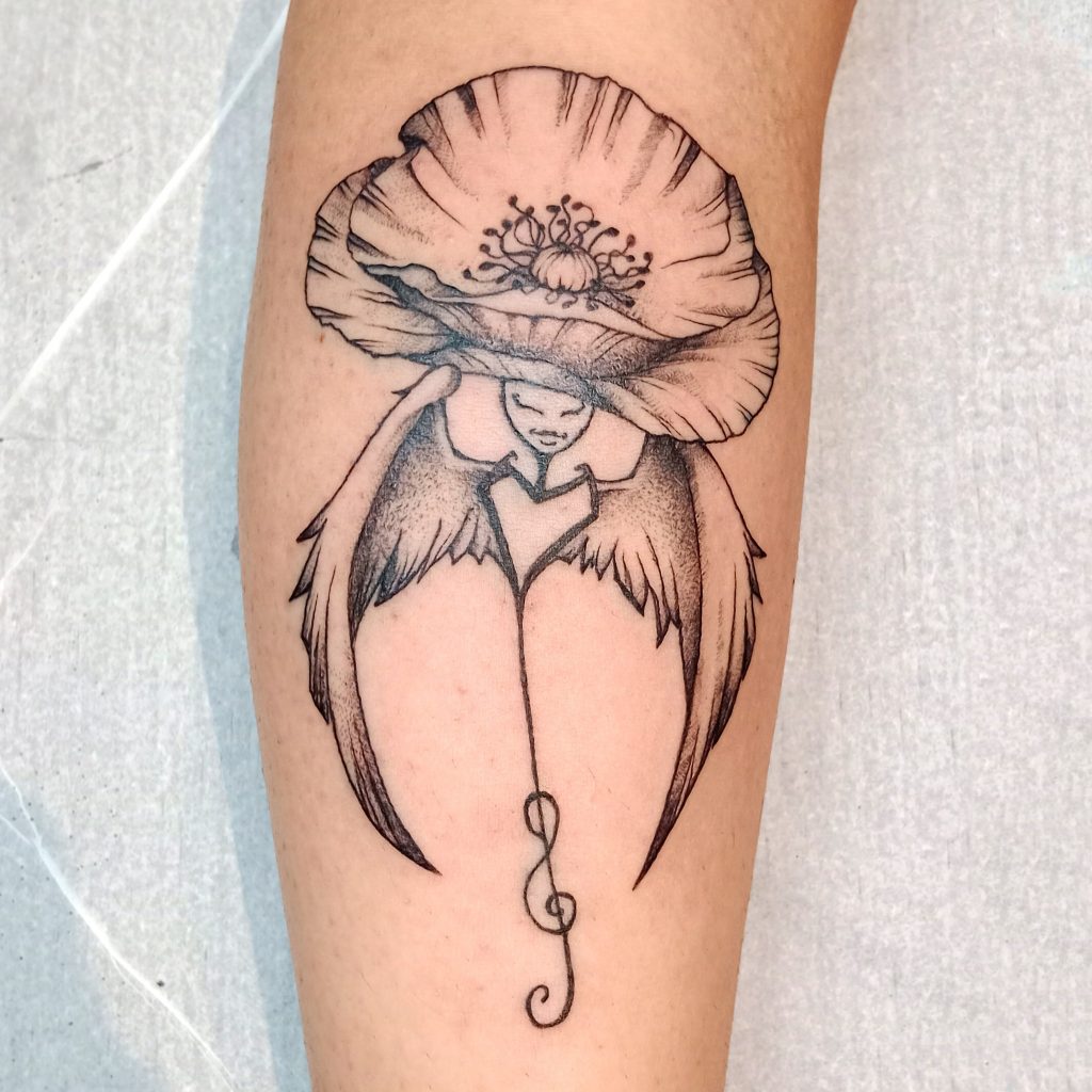 Tatouage Coquelicot par Thibault Colon de Franciosi