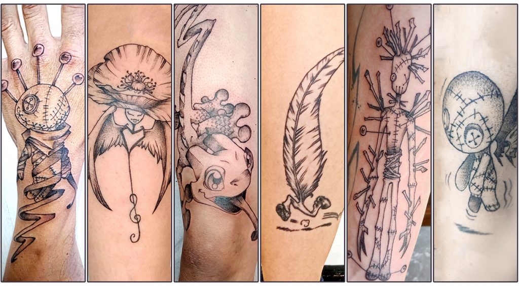 Différents tatouages réalisés par Thibault Colon de Franciosi alias ThibTattoo