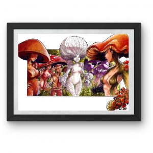 Aquarelle originale Mushroom woman