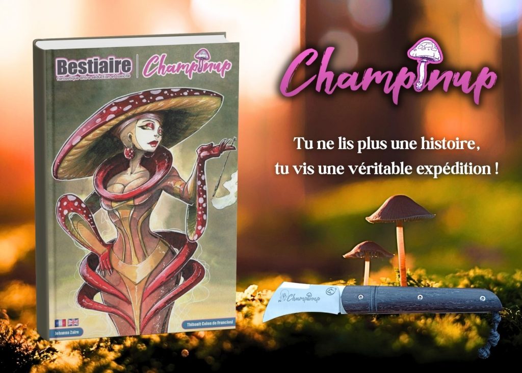 Couteau à champignon artisanal réalisé par Les Lames de K pour le projet Champinup.