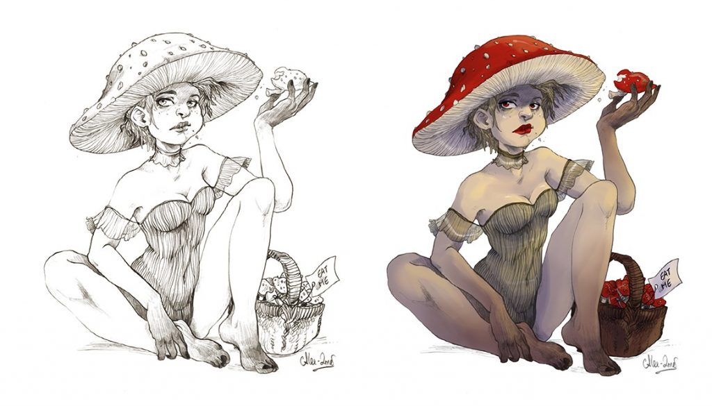 Illustration d'une Champinup créée par l'artiste invitée Alex-Imé.